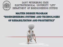 Master degree program  “Bioengineering Systems and