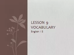 English I S Lesson 9 Vocabulary