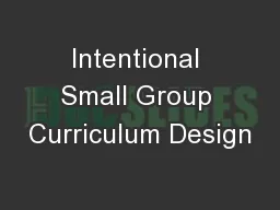 Intentional Small Group Curriculum Design