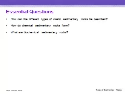Essential Questions How can the different types of clastic sedimentary rocks be described?