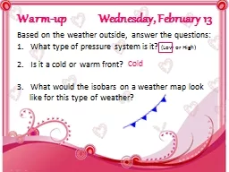 Warm-up            Wednesday, February 13