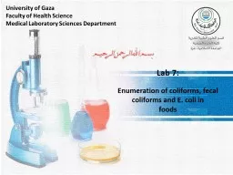 Lab  7: Enumeration of  coliforms,