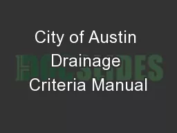 City of Austin Drainage Criteria Manual