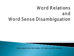 Word Relations and Word Sense Disambiguation