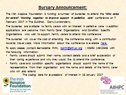 Bursary Announcement: The Irish Hospice Foundation is funding a number of bursaries to
