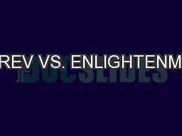 SCI REV VS. ENLIGHTENMENT