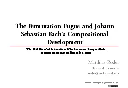 The Permutation Fugue and Johann Sebastian Bach's Compositional Development