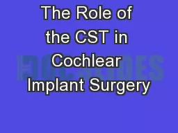 The Role of the CST in Cochlear Implant Surgery