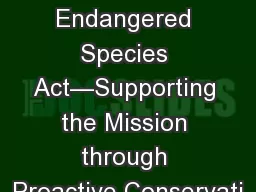 Section 7(a)(1) of the Endangered Species Act—Supporting the Mission through Proactive Conservati