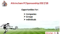 Altrincham FC Sponsorship 2017/18
