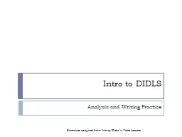 Intro to DIDLS Analysis and Writing Practice