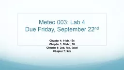 Meteo  003: Lab 4 Due Friday,