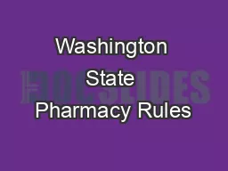 Washington State Pharmacy Rules
