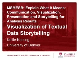 MSMESB:  Explain What It Means: Communication, Visualization, Presentation and Storytelling