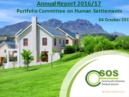 Annual Report 2016/17 Portfolio Committee on Human Settlements