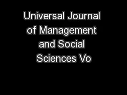Universal Journal of Management and Social Sciences Vo