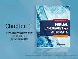 Chapter 1 INTRODUCTION TO THE THEORY OF COMPUTATION