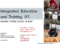 Integrated Education and Training # 1 March 3, 2016