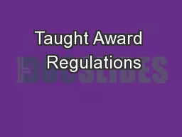Taught Award  Regulations