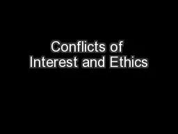 Conflicts of Interest and Ethics