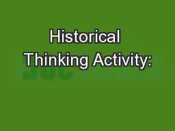 Historical Thinking Activity: