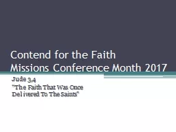 Contend for the Faith  Missions Conference Month 2017