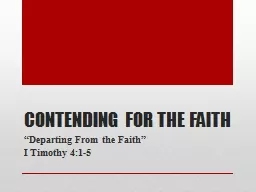 CONTENDING FOR THE FAITH