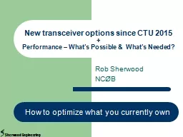 Rob Sherwood NC Ø B New transceiver options since CTU 2015