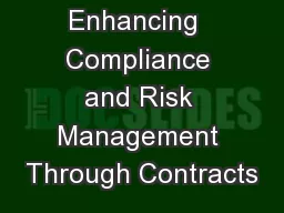 Enhancing  Compliance and Risk Management Through Contracts