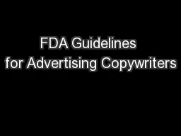 FDA Guidelines for Advertising Copywriters