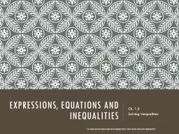 Expressions, Equations and Inequalities
