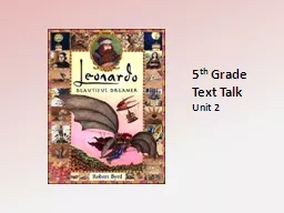 5 th  Grade  Text Talk Unit 2