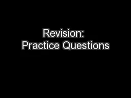 Revision: Practice Questions