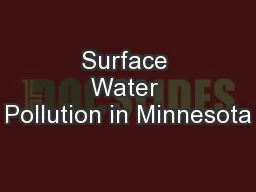 Surface Water Pollution in Minnesota