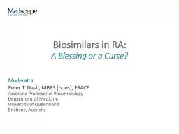 Biosimilars in RA:  A Blessing or a Curse?