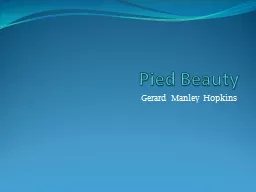 Pied Beauty Gerard Manley Hopkins