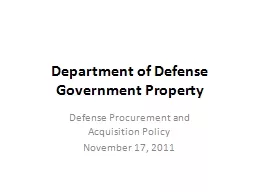 Department of Defense Government Property