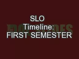 SLO  Timeline: FIRST SEMESTER
