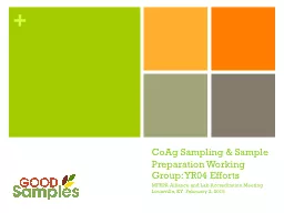 CoAg   Sampling & Sample Preparation Working Group: