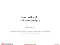 Informatics 121 Software Design I