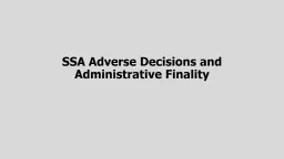 SSA Adverse Decisions and Administrative Finality