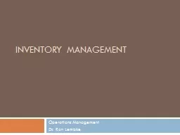 Inventory Management Operations Management