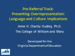 Pre-Referral  Track: Preventing Overrepresentation: Language and Culture Implications