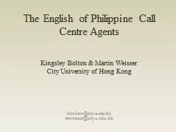 The English of Philippine Call Centre Agents