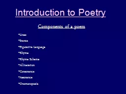 Introduction to Poetry Components of a poem