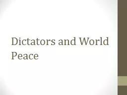 Dictators and World Peace