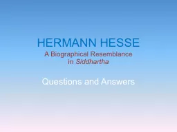 HERMANN HESSE A Biographical Resemblance