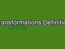 Transformations Definition