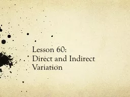 Lesson 60: Direct and Indirect Variation