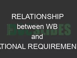 RELATIONSHIP between WB and NATIONAL REQUIREMENTS